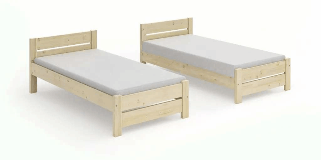 Ciągła animacja gif, przedstawia obrazkowo dwie funkcje łóżka hotelowego ALINA TWIN. Pierwsza funkcja to łóżko podwójne, złączone razem dwa pojedyncze łóżka. Druga, rozdzielone dwa pojedyncze łóżka.