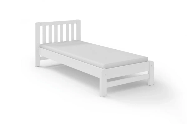 Łóżko świerkowe pojedyncze do nowoczesnej sypialni KINGA - kolor biały