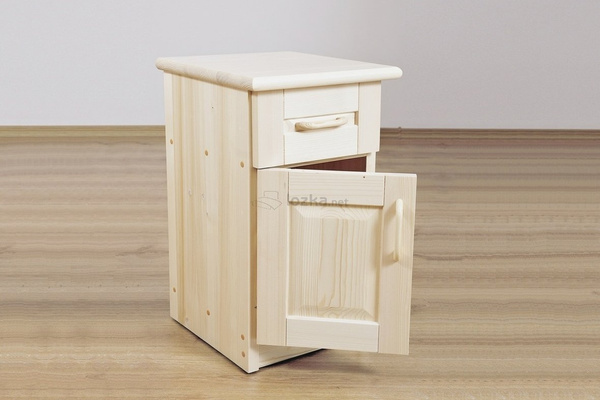 Klasyczna szafka nocna z szufladką i drzwiczkami DORA 1S 1D świerkowa