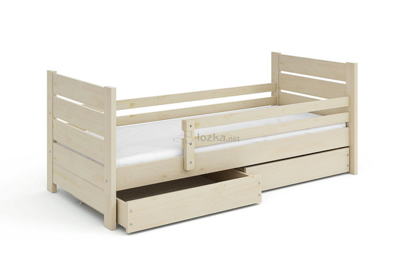 Łóżko dziecięce z zabezpieczeniem, oraz szufladami w opcji EMIL BIS