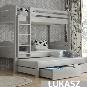 Łóżko piętrowe 3-osobowe ŁUKASZ - kolor szary