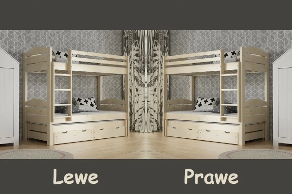 Łóżko piętrowe 3-osobowe ŁUKASZ - lakier bezbarwny