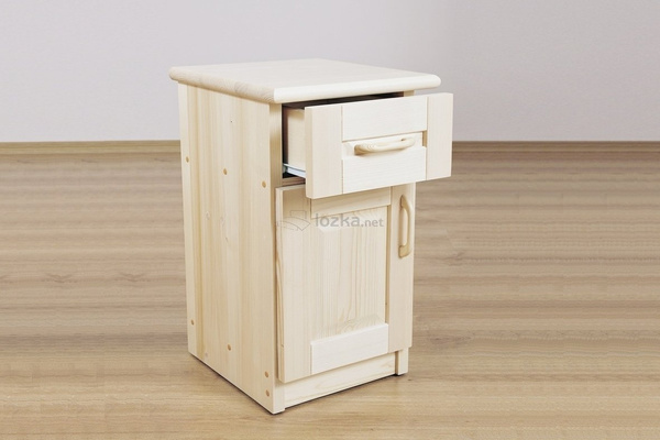 Klasyczna szafka nocna z szufladką i drzwiczkami DORA 1S 1D świerkowa