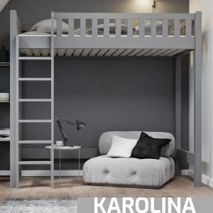 Łóżko na antresoli KAROLINA TOWER LOFT szare – styl loft