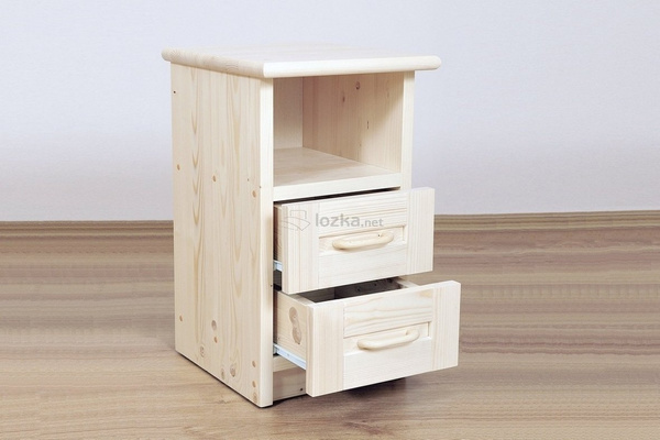 Wysoka szafka nocna z szufladkami i półką TOLA 2S 1P świerkowa