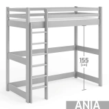 Łóżko na antresoli ANIA w kolorze szarym