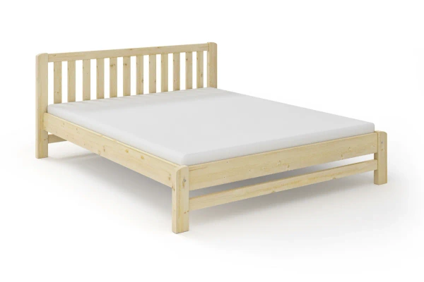 Łóżko świerkowe podwójne do nowoczesnej sypialni KINGA - lakier bezbarwny