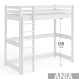 Łóżko na antresoli ANIA w kolorze białym