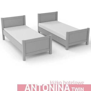 Masywne łóżko hotelowe łączone ANTONINA TWIN – kolor szary