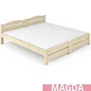 Łóżko hotelowe łączone MAGDA – surowe drewno, 2w1 bez szczeliny