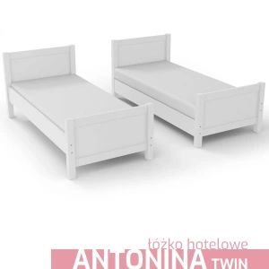 Masywne łóżko hotelowe łączone ANTONINA TWIN – kolor biały