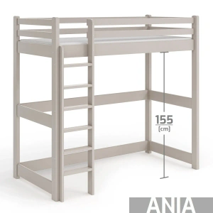 Łóżko na antresoli ANIA w kolorze delikatnego kaszmiru