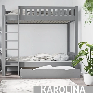 Łóżko piętrowe z dużym odstępem pomiędzy łóżkami KAROLINA - kolor szary