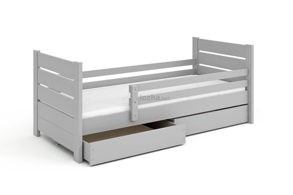 Łóżko dziecięce z zabezpieczeniem, oraz szufladami w opcji EMIL BIS