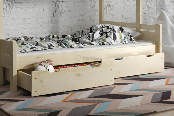 Szuflada do łóżka z drewna świerkowego MAŁA 1/2