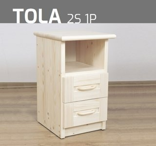 Wysoka szafka nocna z szufladkami i półką TOLA 2S 1P świerkowa