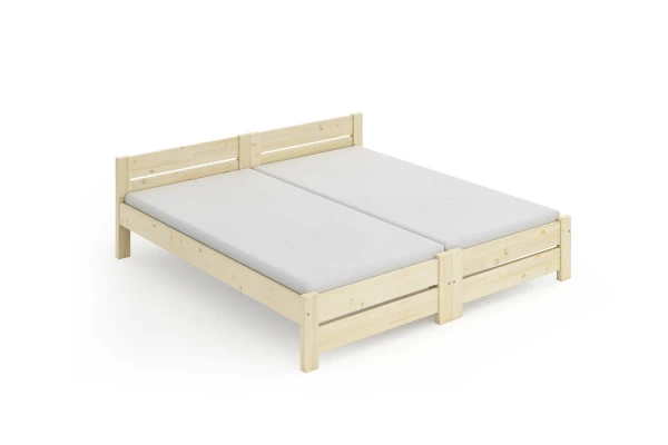 Łóżko hotelowe ALINA TWIN – dwa pojedyncze do łączenia - surowe drewno