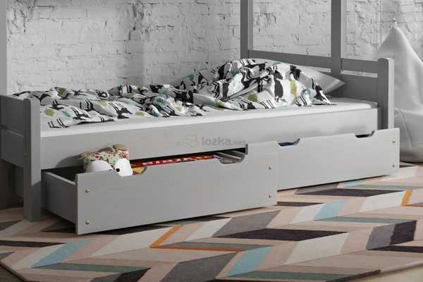 Szuflada do łóżka z drewna świerkowego MAŁA 1/2