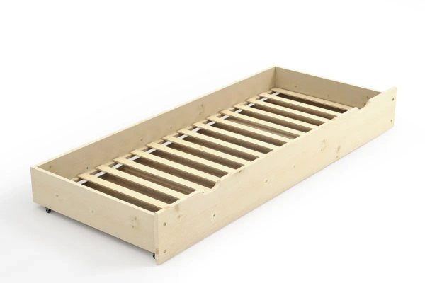 Łóżko piętrowe 2 - 3-osobowe z szufladą - leżyskiem lub szufladami w opcji MATEUSZ - surowe drewno