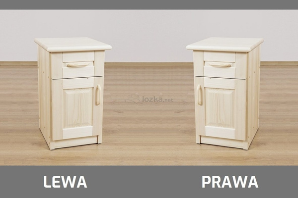 Klasyczna szafka nocna z szufladką i drzwiczkami DORA 1S 1D świerkowa