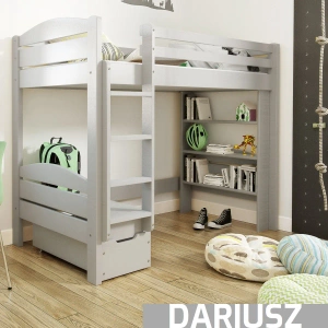 Łóżko piętrowe z biurkiem i regałem w opcji DARIUSZ kolor: Szary