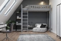 Łóżko na antresoli KAROLINA TOWER LOFT szare – styl loft