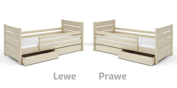Łóżko dziecięce z zabezpieczeniem, oraz szufladami w opcji EMIL BIS