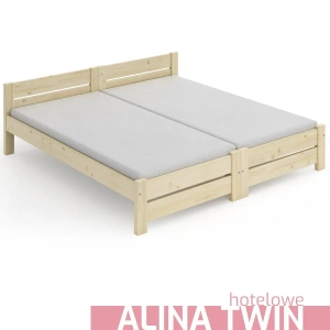 Łóżko hotelowe ALINA TWIN – dwa pojedyncze do łączenia - surowe drewno