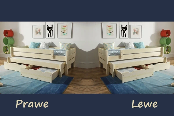 Łóżko dziecięce podwójne z zabezpieczeniem i szufladami ADRIAN BIS - kolor szary