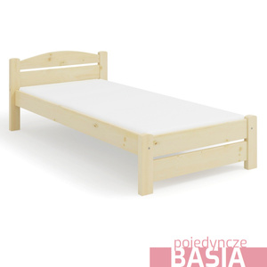 Łóżko do sypialni świerkowe, pojedyncze BASIA - lakier bezbarwny