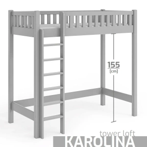 Łóżko na antresoli KAROLINA TOWER LOFT szare – styl loft