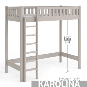 Łóżko na antresoli KAROLINA TOWER LOFT w "ciepłym" kolorze kaszmir