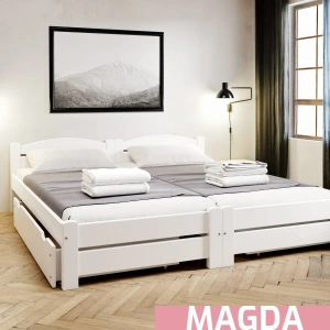 Łóżko hotelowe łączone MAGDA – białe, 2w1 bez szczeliny