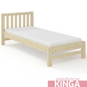 Łóżko świerkowe pojedyncze do nowoczesnej sypialni KINGA - nielakierowane, naturalne, surowe drewno