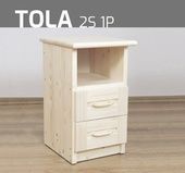 Wysoka szafka nocna z szufladkami i półką TOLA 2S 1P świerkowa