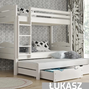 Łóżko piętrowe 3-osobowe ŁUKASZ - kolor biały