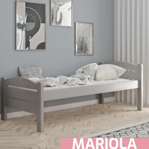Łóżko podwyższone dla seniora MARIOLA – z drewna świerkowego w szarym kolorze