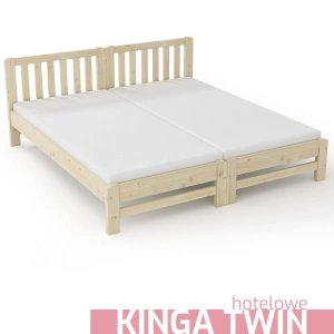 Łóżko hotelowe KINGA TWIN – surowe drewno, dwa pojedyncze do łączenia
