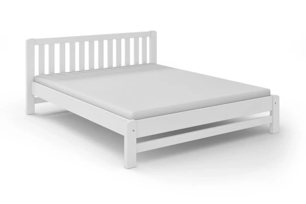 Łóżko świerkowe podwójne do nowoczesnej sypialni KINGA - kolor biały