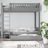 Łóżko piętrowe z dużym odstępem pomiędzy łóżkami KAROLINA - kolor szary