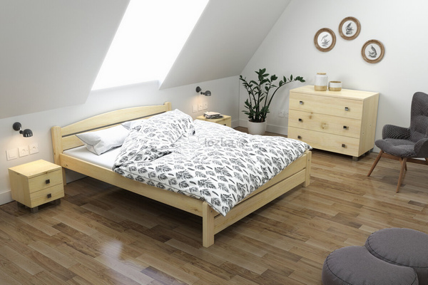 Łóżko do sypialni świerkowe, podwójne BASIA