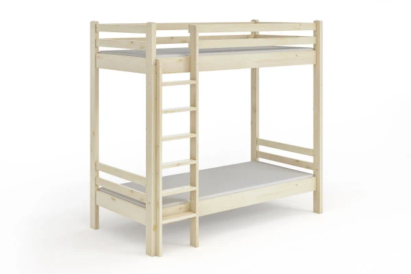 Łóżko piętrowe z dużym odstępem pomiędzy łóżkami OLA - lakier bezbarwny