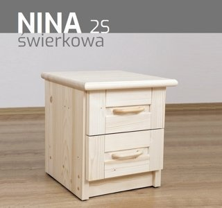 Drewniana szafka nocna z dwoma szufladkami NINA 2S świerkowa