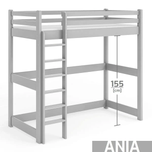 Łóżko na antresoli ANIA w kolorze szarym