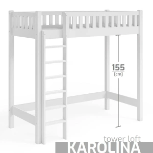 Łóżko na antresoli KAROLINA TOWER LOFT w kolorze białym