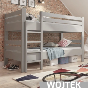 Łóżko piętrowe rozkładane na dwa pojedyncze łóżka WOJTEK - kolor szary