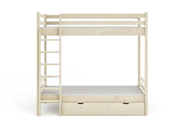 Łóżko piętrowe z dużym odstępem pomiędzy łóżkami OLA - lakier bezbarwny